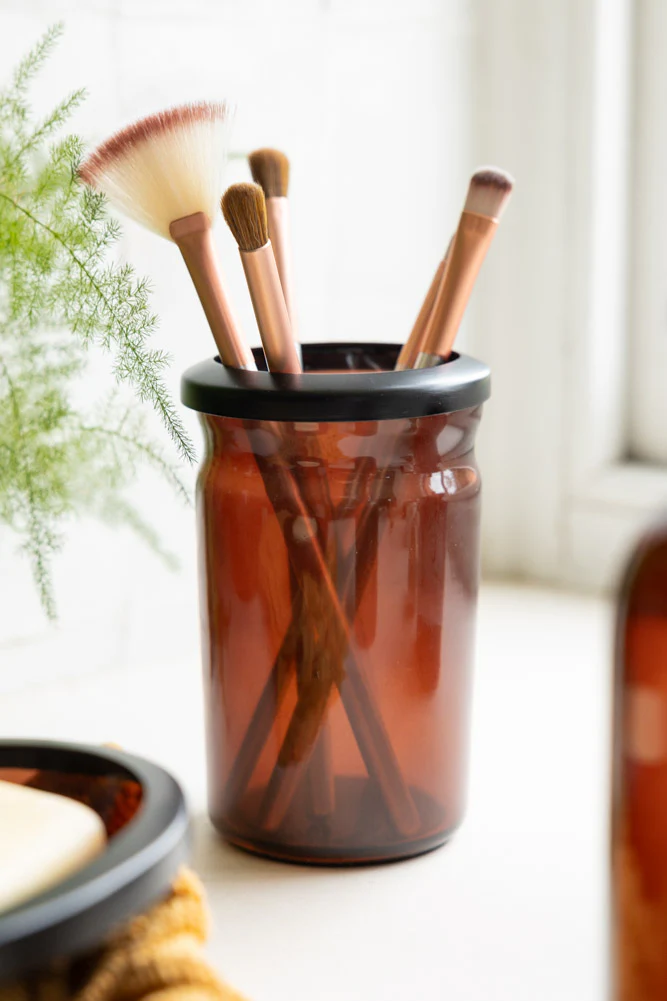 Apothecary-Style Amber Glass Bathroom Tumbler - Image 4