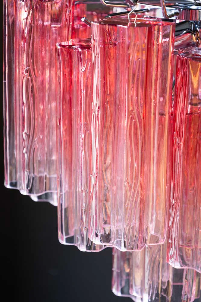 Beautiful Waved Glass Chandelier in Pink - Image 6