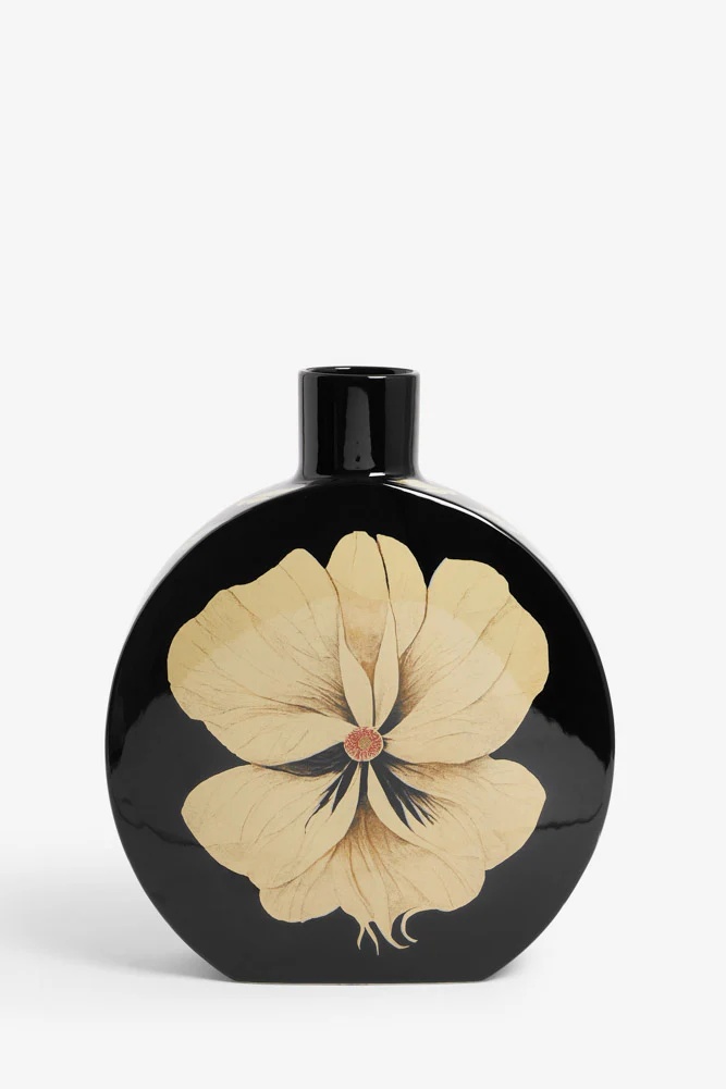 Black & Cream Floral Vase - Image 7