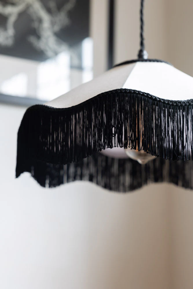 Black & Cream Tassel Ceiling Light Shade - Image 5