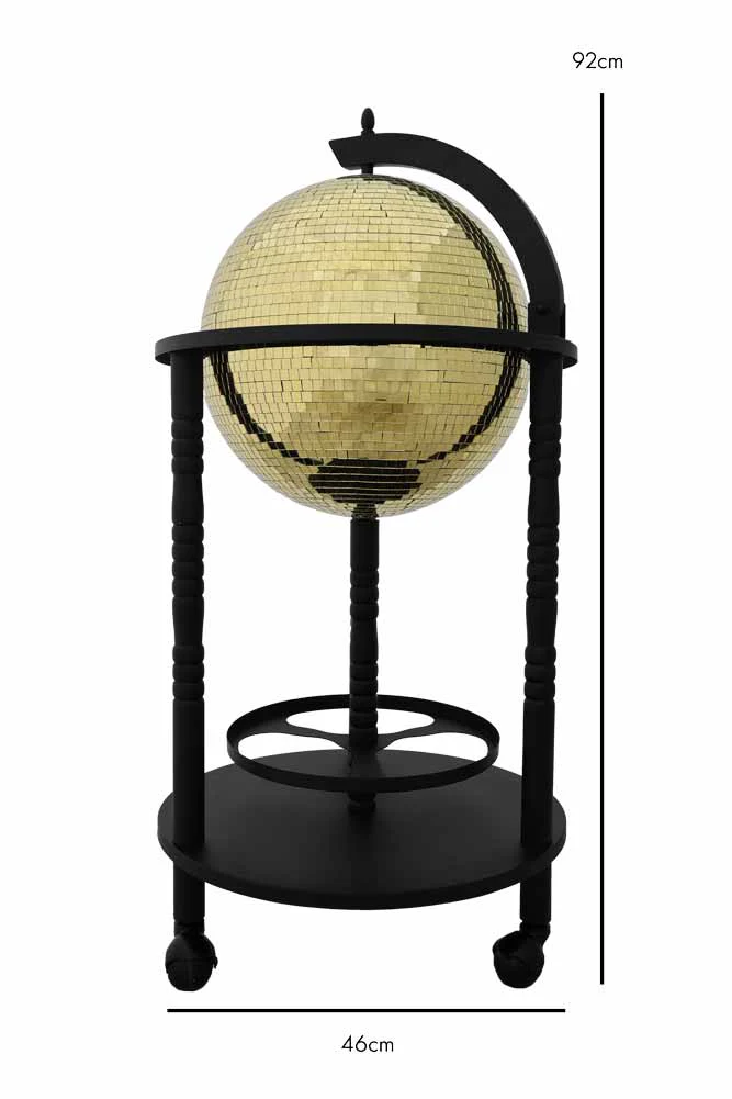 Black & Gold Disco Ball Drinks Trolley Cart - Image 12