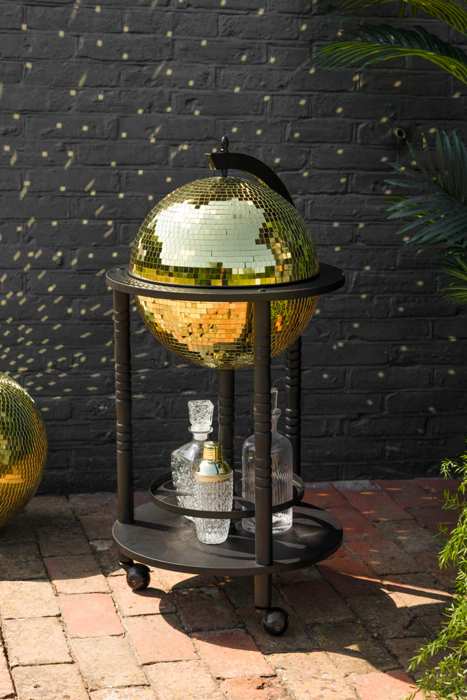Black & Gold Disco Ball Drinks Trolley Cart - Image 3