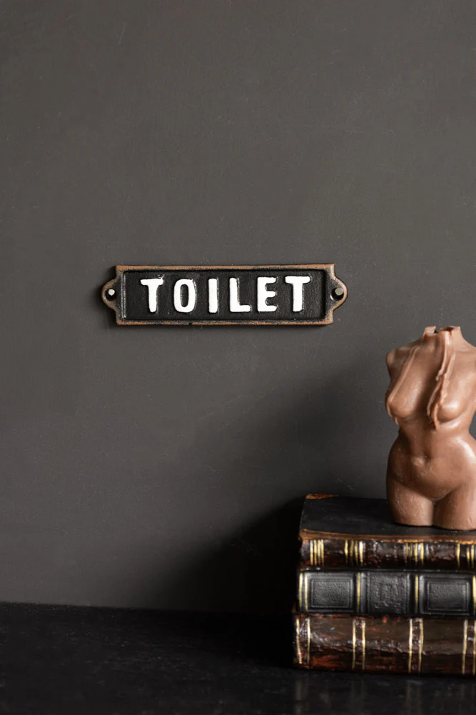 Black & White Toilet Door Hanging Sign