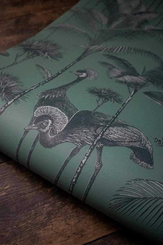 Divine Savages Crane Fonda Jade Green Wallpaper - Image 12