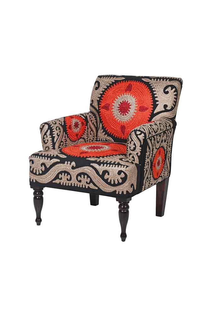 Embroidered Folk Pattern Armchair - Image 10