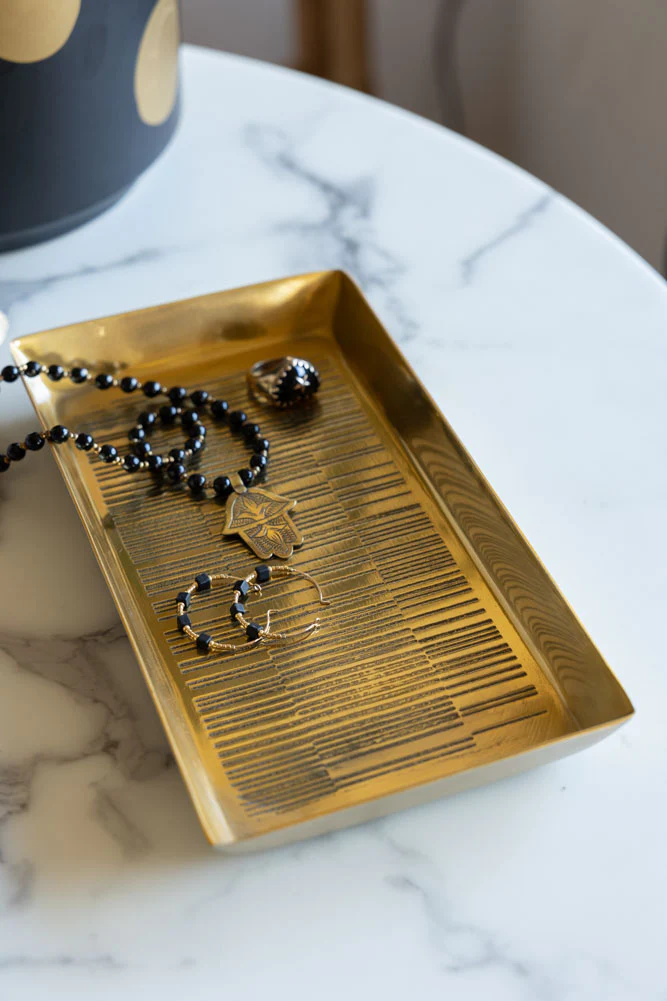 Fine Line Detail Gold Effect Trinket Tray - Image 3