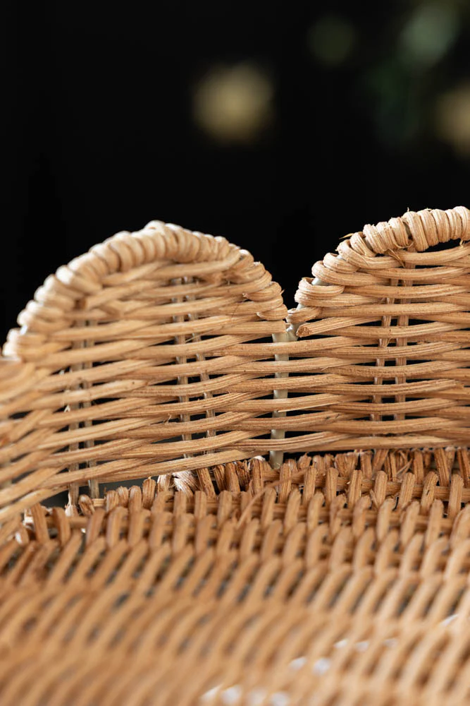 Footed Round Rattan Scalloped Display Stand - Image 2