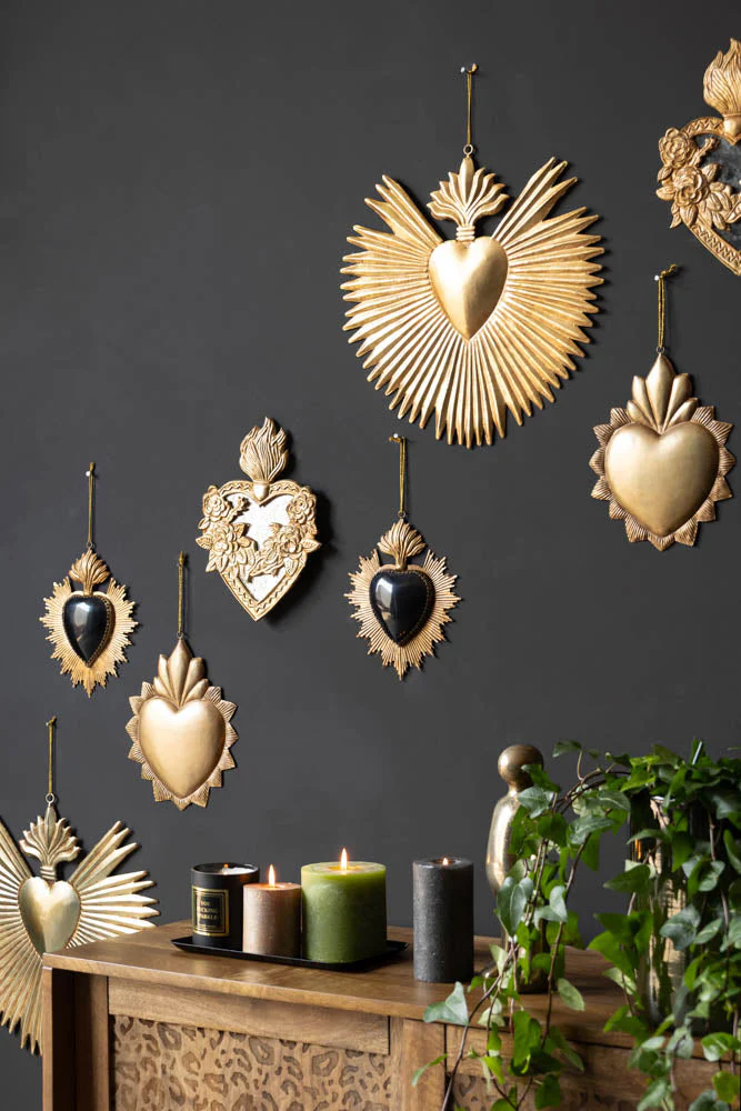 Foxed Floral Mirror Heart Hanging Decoration - Image 2