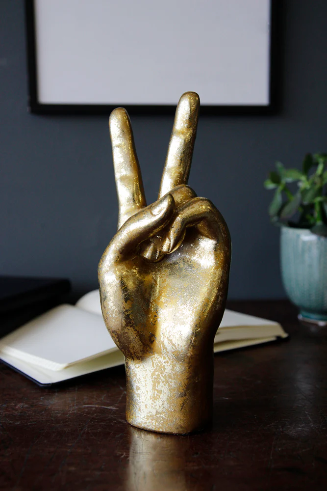 Gold Peace Hand Ornament - Image 3
