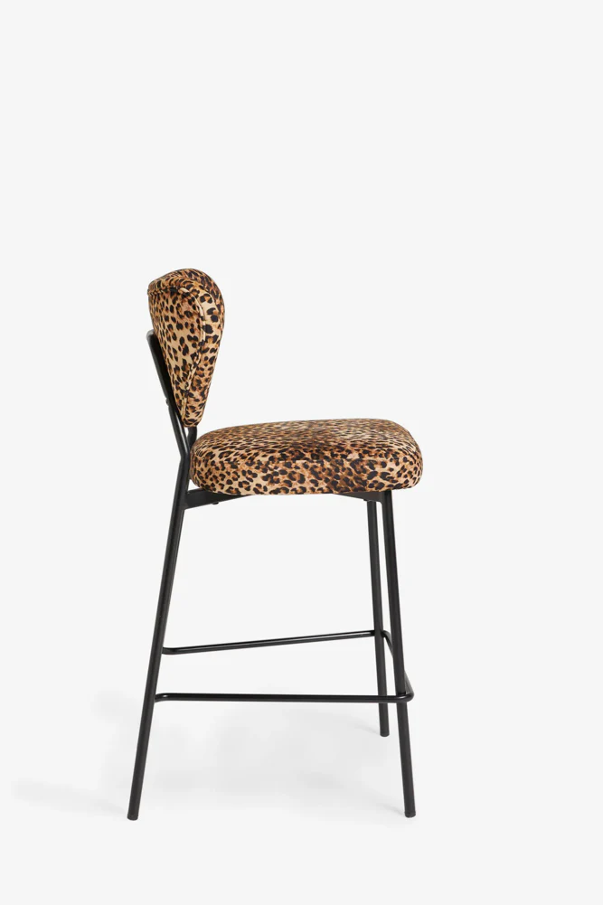 Leopard Print Velvet Bar Stool - Image 5
