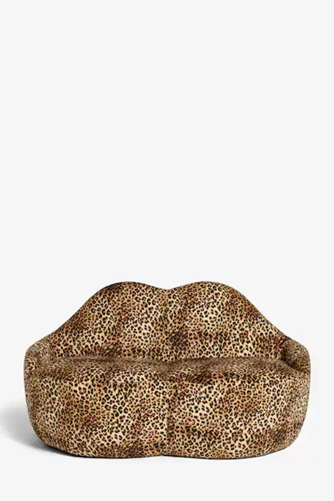 Leopard Print Velvet Lips Sofa - Image 4