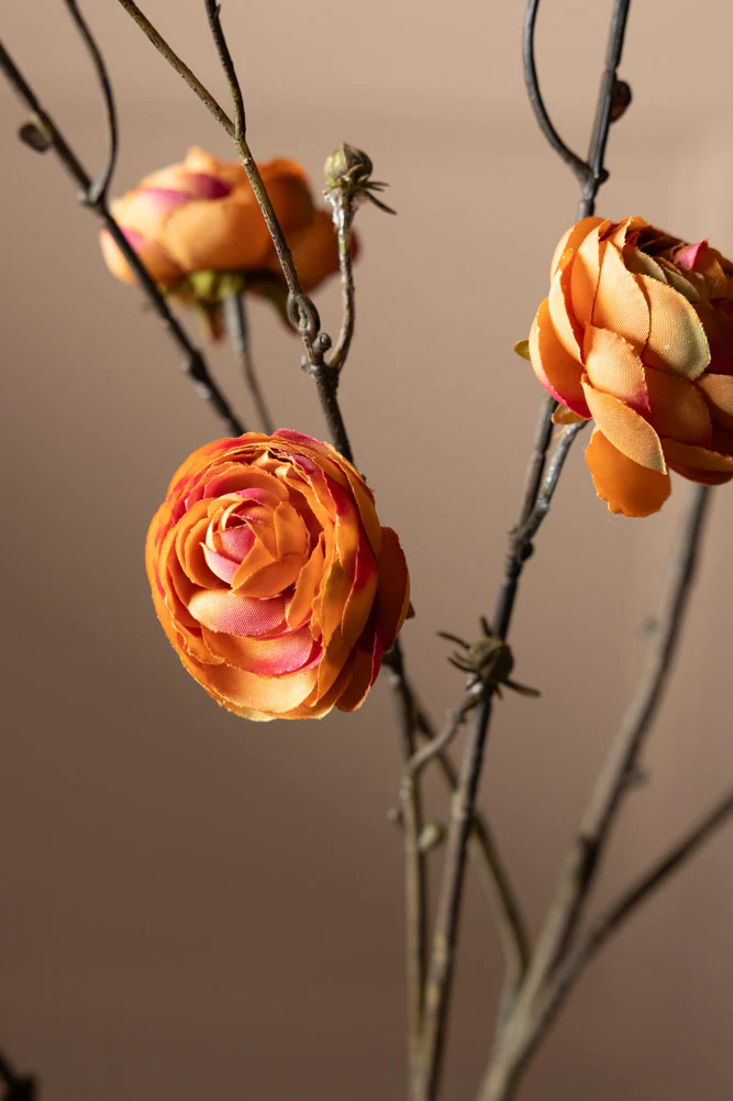 Pretty Faux Ranunculous Stem in Blood Orange - Image 3