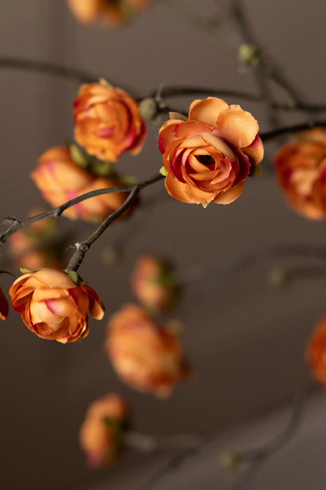 Pretty Faux Ranunculous Stem in Blood Orange - Image 5