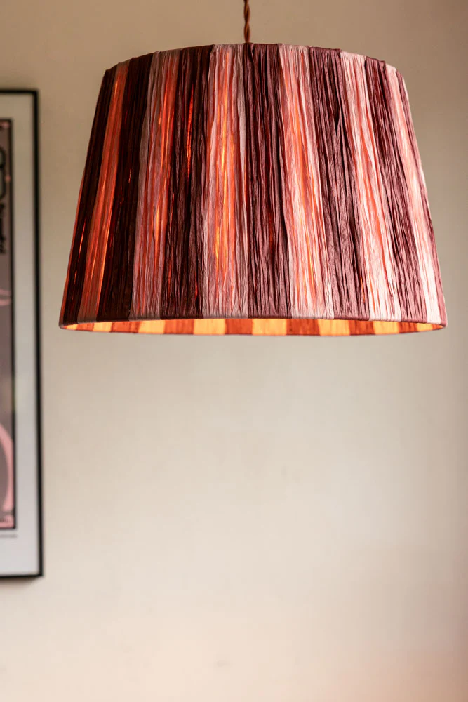 Raffia Pink & Red Stripe Easyfit Lampshade - Image 8