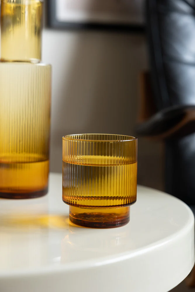 Ribbed Amber Glass Carafe & Tumbler - Available in Two Options - Image 9