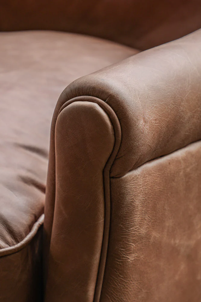 Vintage-Style Dark Brown Leather Armchair - Image 2