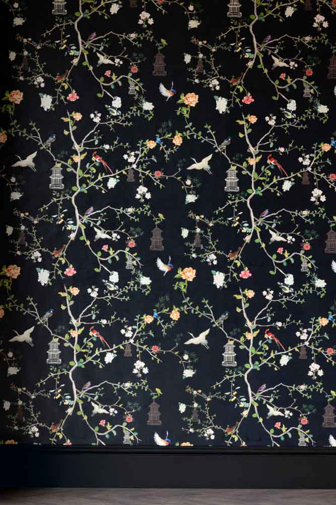 Rockett St George Modern Chinoiserie Black Ink Wallpaper - Image 11