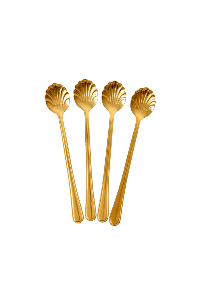 Set of 4 Gold Shell Latte Spoons - Image 9