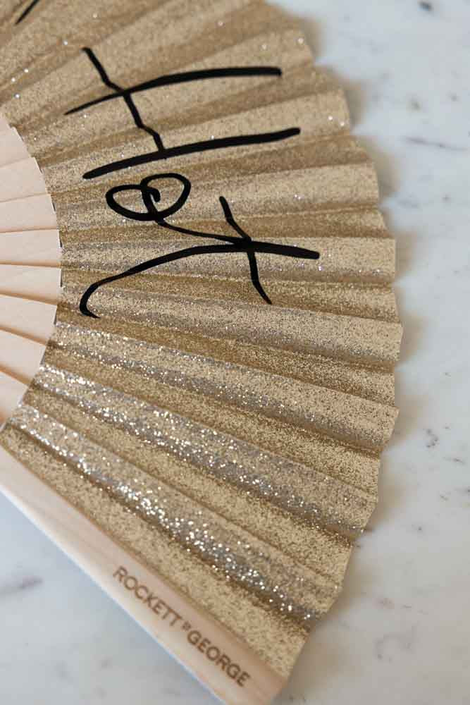 Shit Hot Black & Gold Glitter Fan - Image 4
