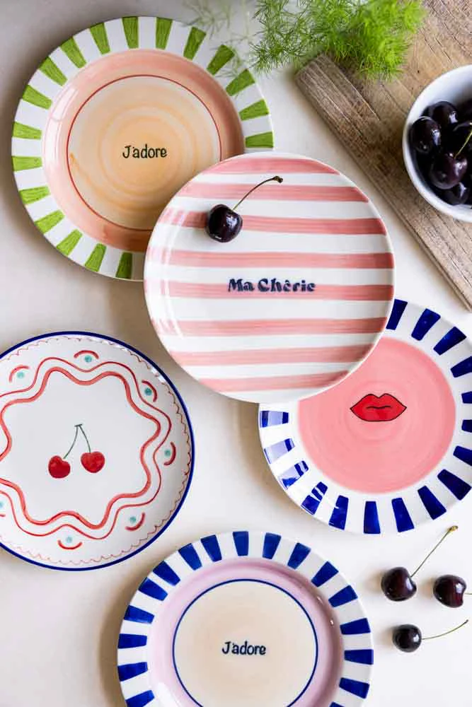 Striped Border & Lips Ceramic Serving Plate - Image 6