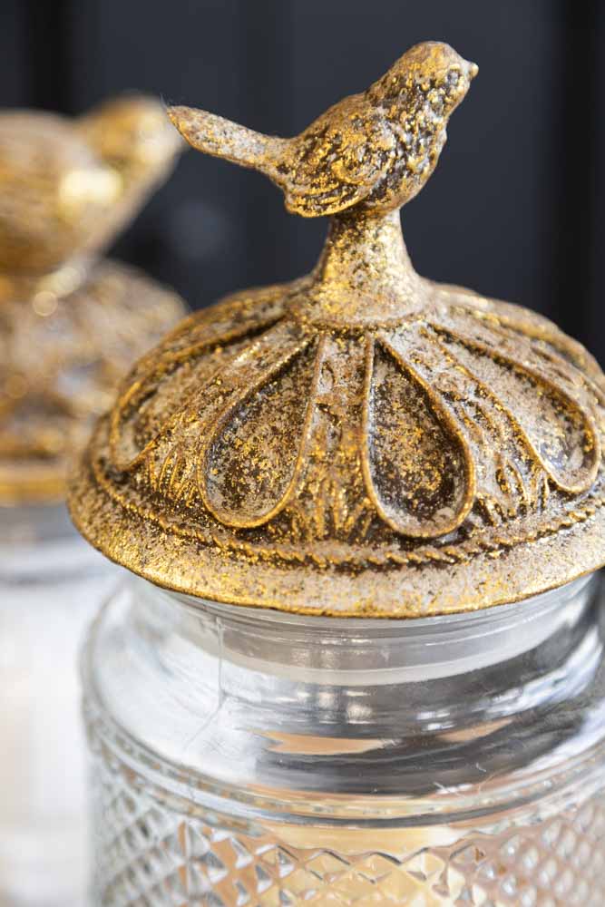Tall Antique Bird Decorative Glass Jar - Image 2