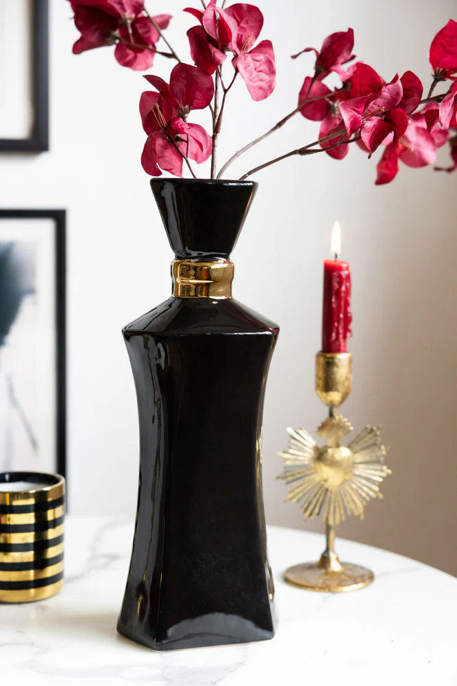 Tall Black Perfume Bottle Vase
