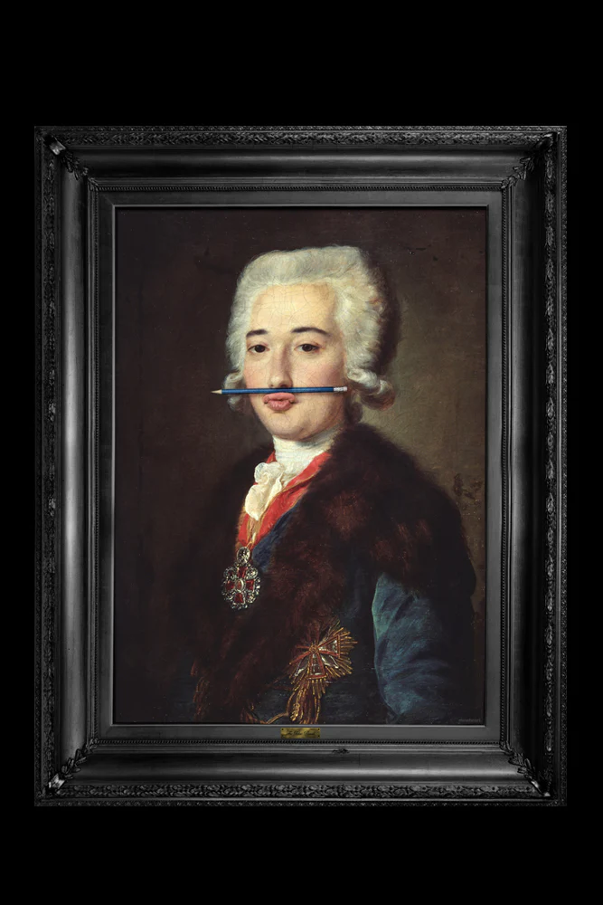 The Blue Pencil Canvas with Printed Frame - Image 2