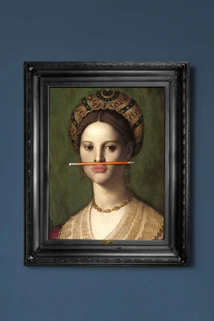 The Orange Pencil Canvas with Printed Frame